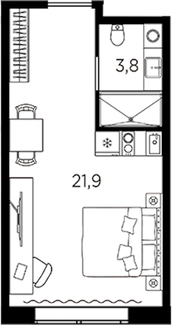 Квартира студия 25.7 м², 5/13 эт., ЖК «AVENIR Industrial»